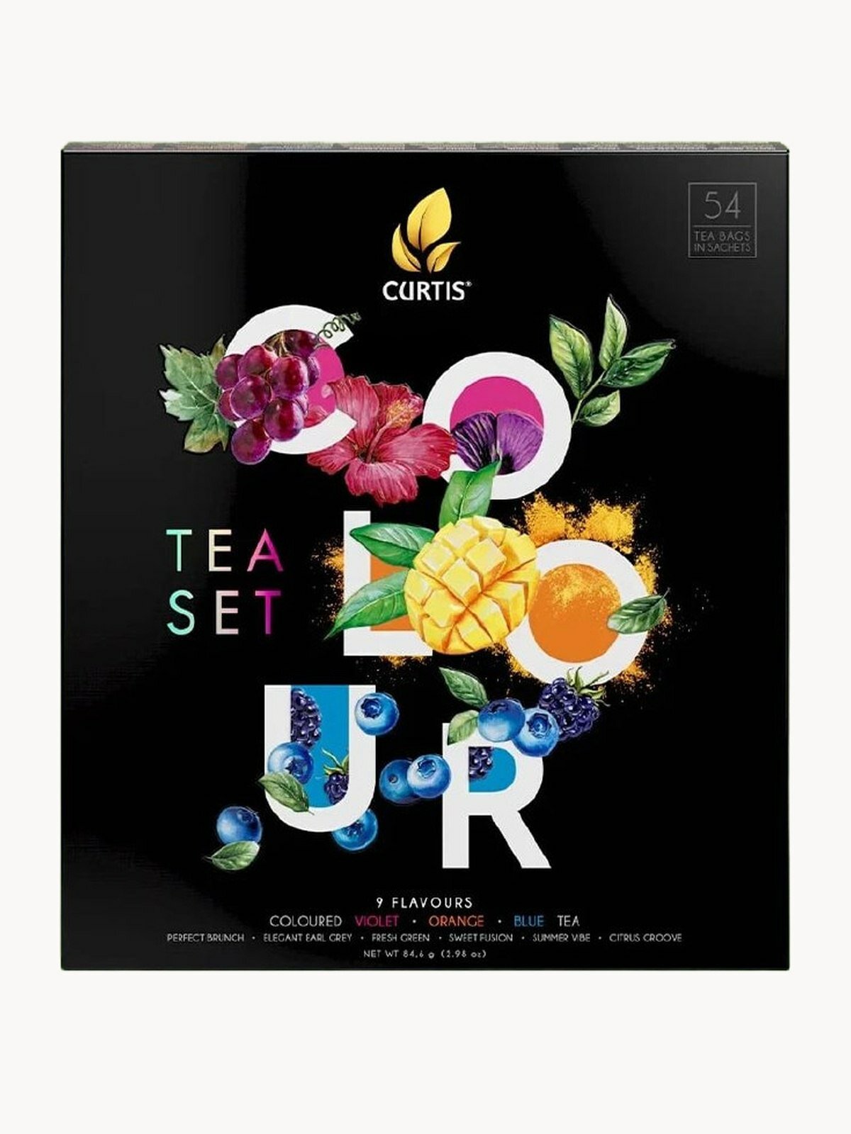 Набор чая в пакетиках CURTIS  Colour tea set  54 пакетика  чай ассорти 9 вкусов с цветными чаями  подарочная упаковка
