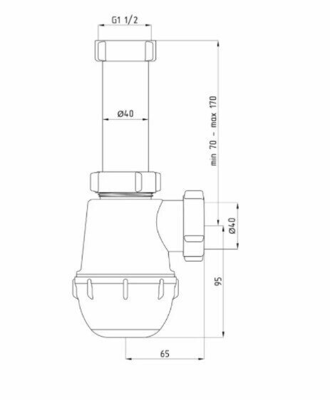 Сифон для кухонной мойки АНИ пласт A0120,1 1/2"х40 без выпуска