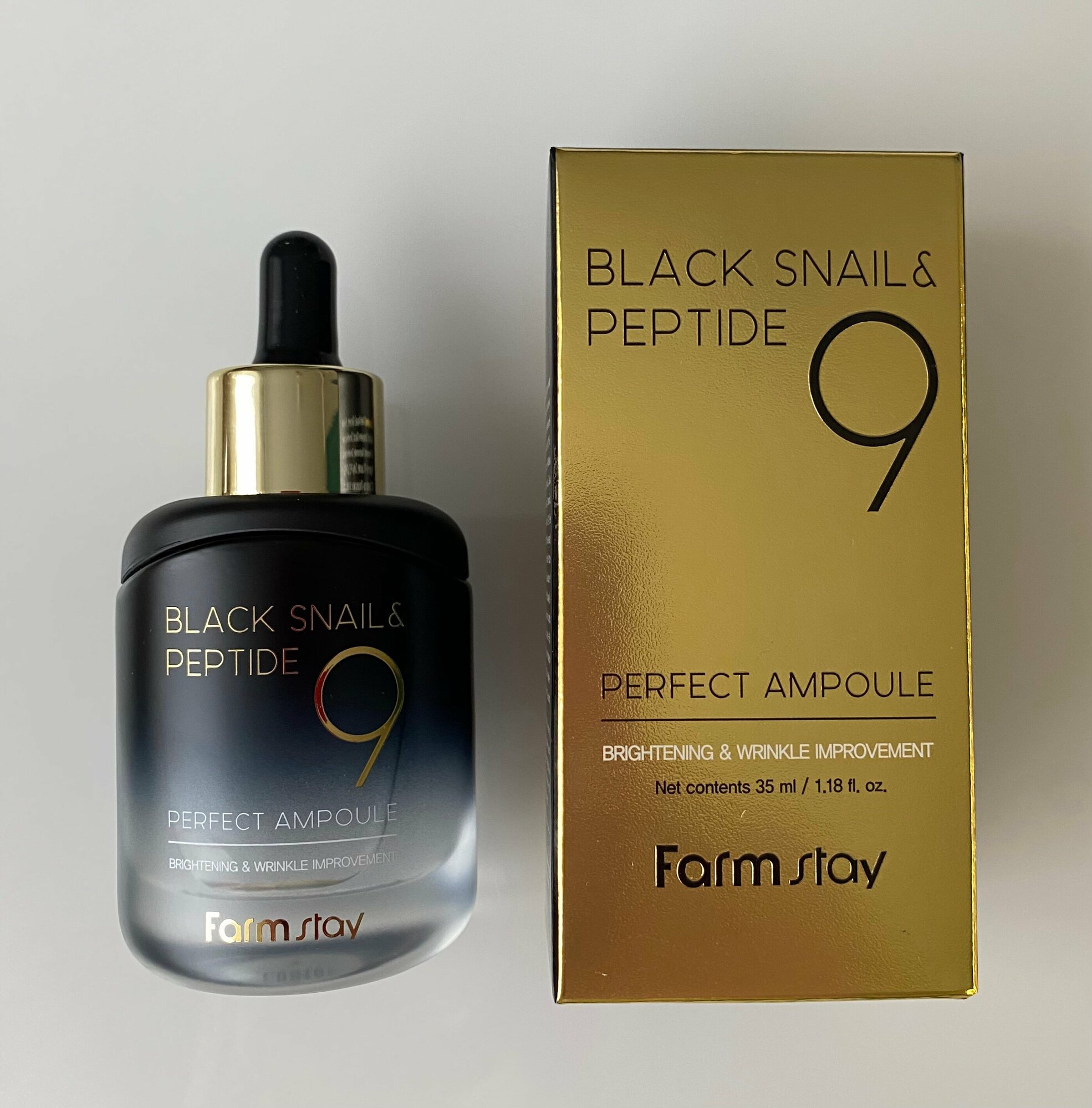 Омолаживающая ампульная сыворотка с комплексом из 9 пептидов FarmStay Black Snail & Peptide9 Perfect Ampoule 35 мл - фото №10