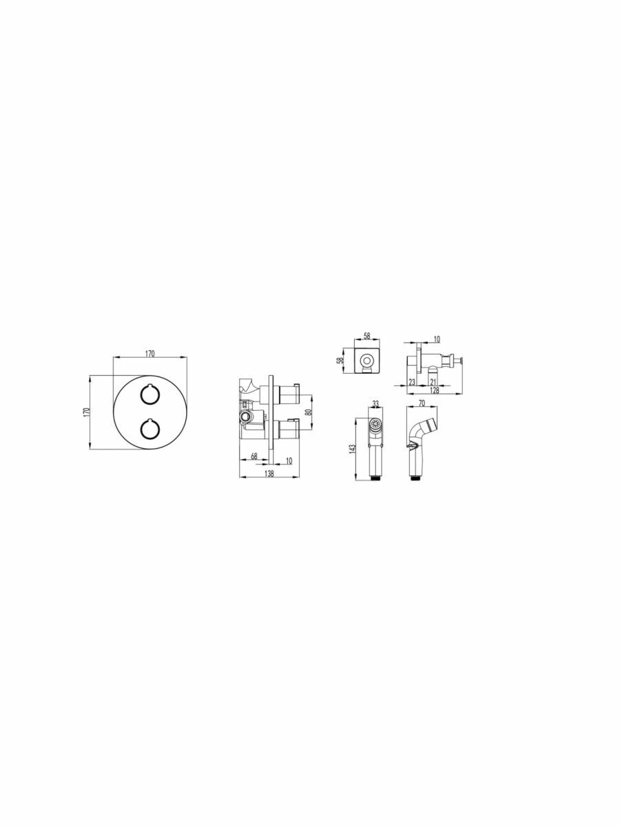 Термостат Lemark Yeti LM7819C с гигиеническим душем встраиваемый