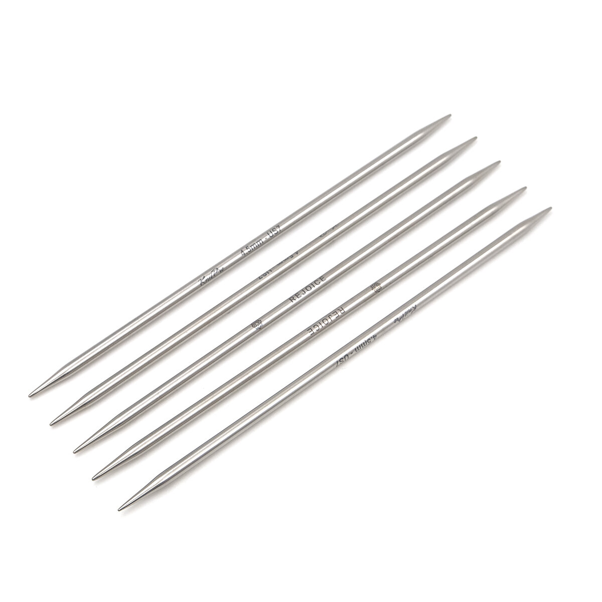Спицы носочные Mindful 4,5 мм/20 см, нержавеющая сталь, серебристые, 5 шт, KnitPro