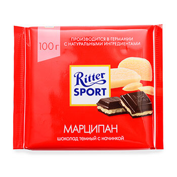 Шоколад Ritter Sport темный с марципаном, 100 г - фото №20