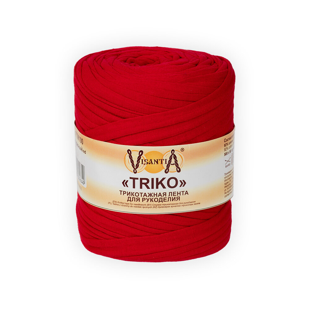 Пряжа VISANTIA "TRIKO" FTM100 92% хлопок, 8% эластан 500 г 100 м красный