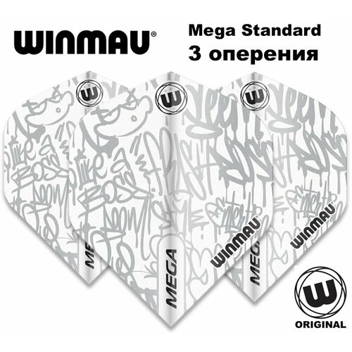 Оперения (6900-243) для дротиков Winmau Mega Standard Graphic (3 шт, белые). Для дротиков Дартс. оперения winmau extra thick 6905 214 anthrax