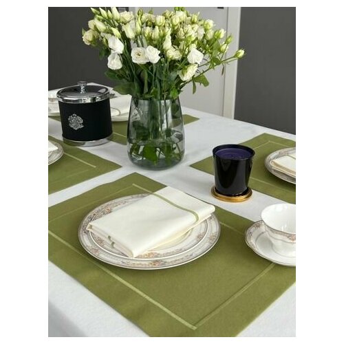 Салфетки для сервировки салфетки тканевые набор подарочный оливковый комплект салфеток на 4 персоны 5900₽