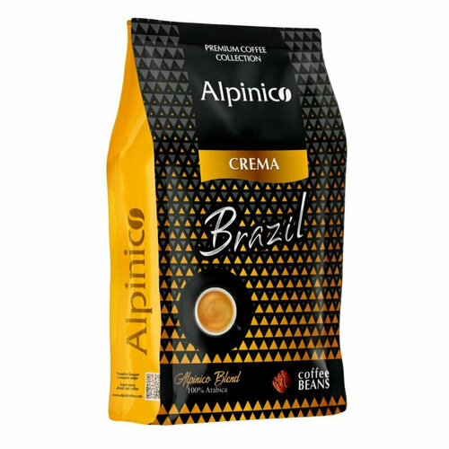 Кофе Alpinico Crema Brazil 100% арабика в зернах 1кг, 1791330