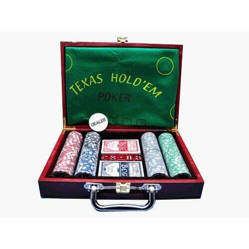 Игра настольная Казино в деревянном кейсе В набор входит 200 фишек фишка дилера сукно 2 колоды карт 5 зариков 6642 3919₽