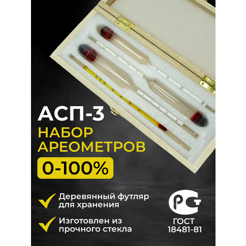 Профессиональный набор ареометров в деревянном футляре АСП-3 69000₽