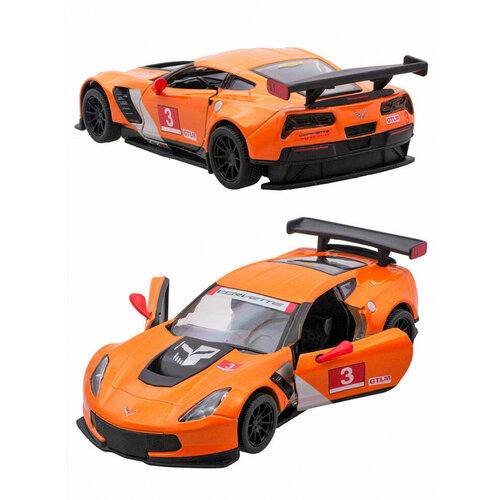 Машинка металлическая Kinsmart 1:36 «2016 Chevrolet Corvette C7. R Race Car» инерционная, оранжевая KT5397D-1