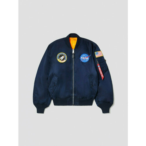 мужская куртка бомбер alpha industries ma 1 apollo nasa чёрный размер m Бомбер ALPHA INDUSTRIES, размер S, синий