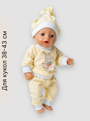 Одежда для куклы Беби Бон (Baby Born) 43см , Rich Line Home Decor, ИП-Х-777-1_Желтый-белый-зайка