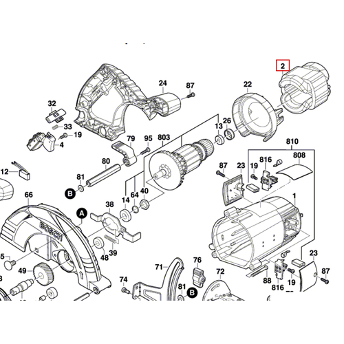 Статор GKS 235 Turbo BOSCH 1619P08335 пила дисковая bosch gks 235 turbo 06015a2001