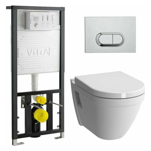 Комплект Vitra S50 9004B003-7201 Rim-Ex подвесной безободковый с инсталляцией и кнопкой смыва