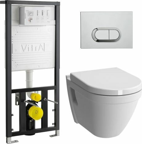 Комплект Vitra S50 9004B003-7201 Rim-Ex подвесной безободковый с инсталляцией и кнопкой смыва