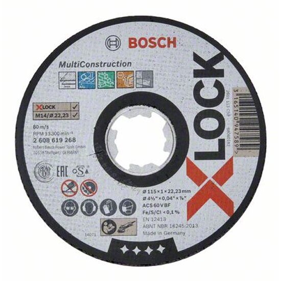 Диск отрезной Bosch MultiMaterial 115x1 X-LOCK 2608619268