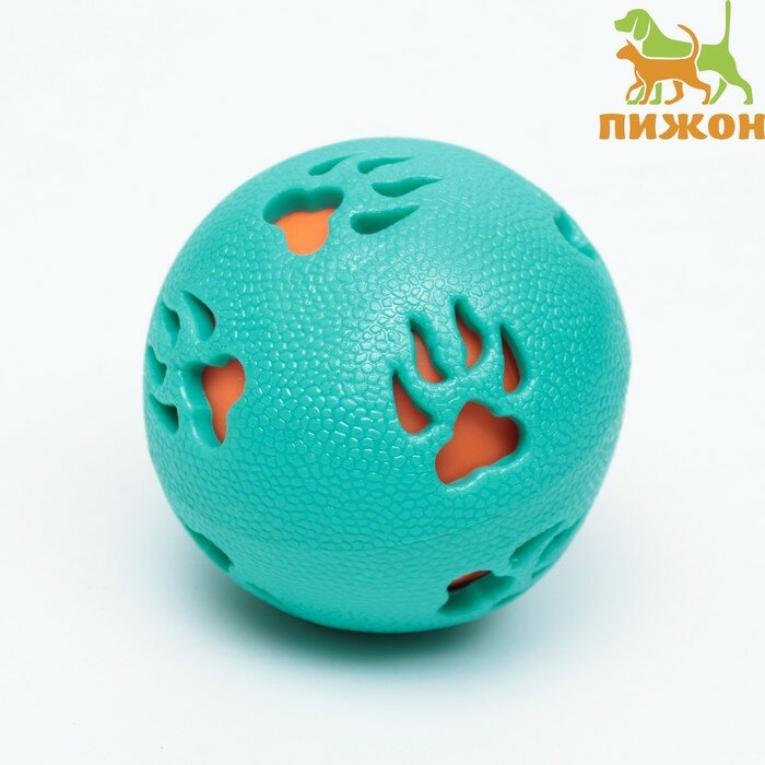 Пижон Мяч двухслойный из TPE-пластика, 7,5 см, голубой