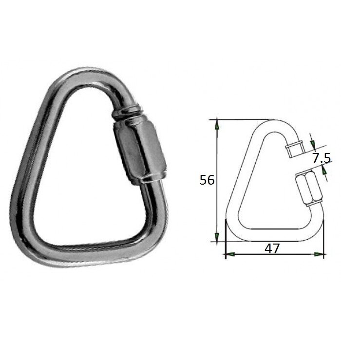 Гак-карабин треугольный 6 мм AISI 316