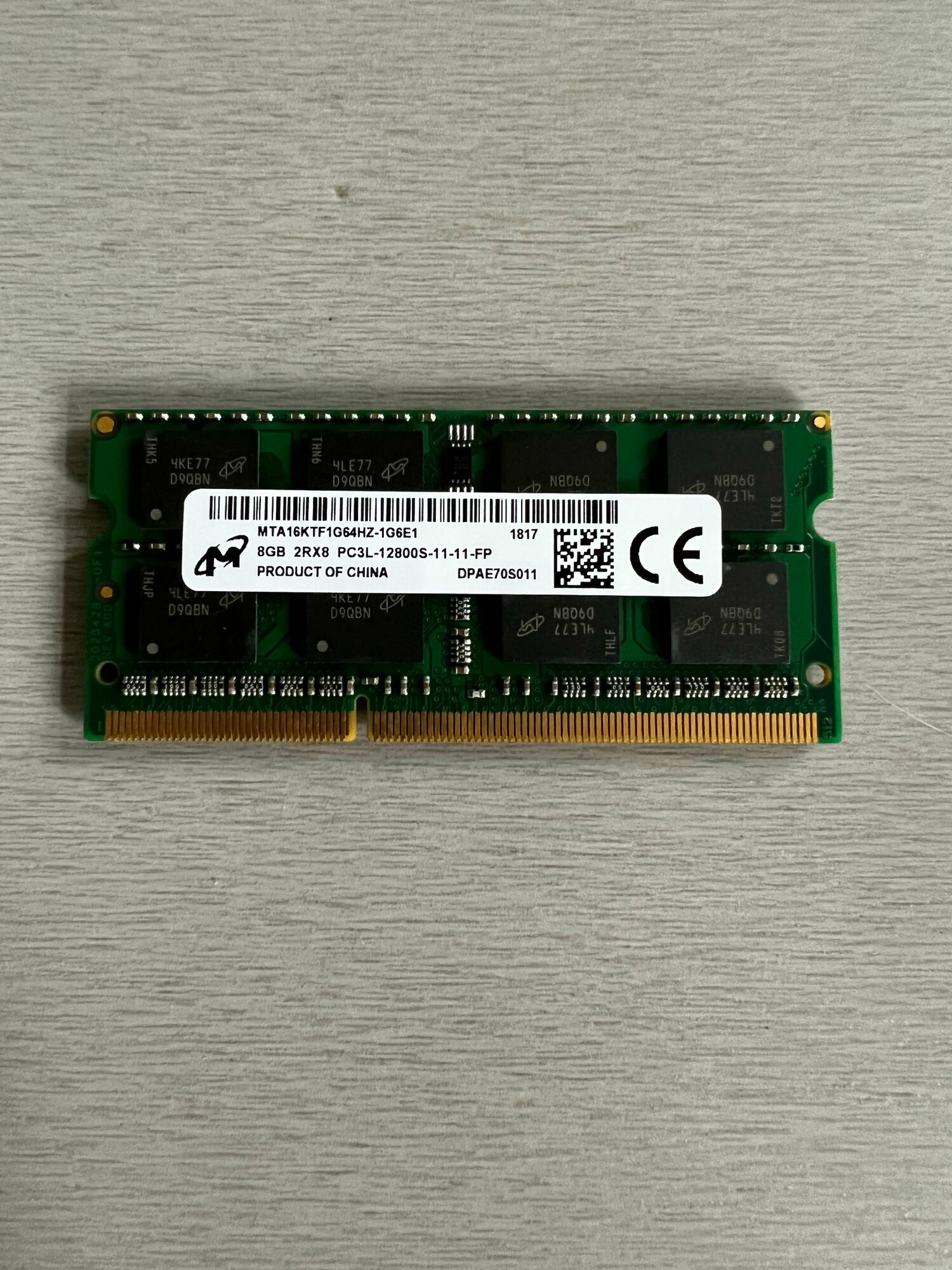 Оперативная память Micron DDR 3 SODIMM 8GB 135V 1600Mhz для ноутбука