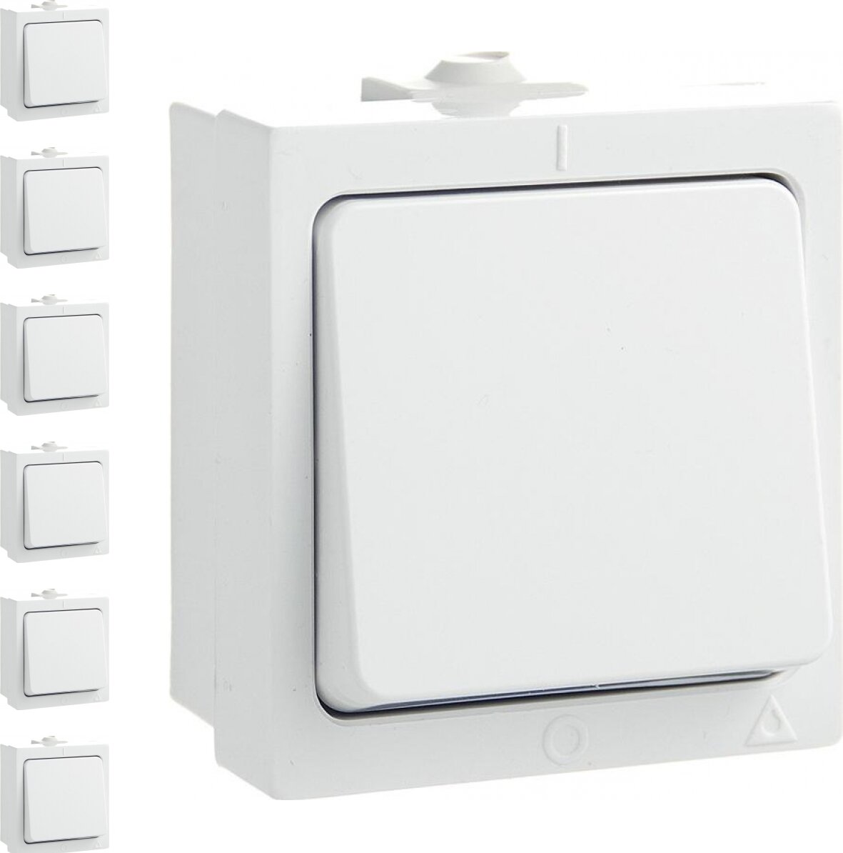 фото Выключатель Bylectrica одноклавишный влагозащищенный IP44 белый для открытой проводки