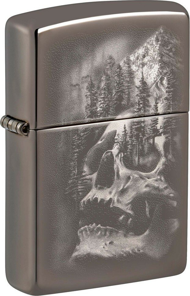 Зажигалка ZIPPO Skull Design с покрытием Black Ice® латунь/сталь черная 38x13x57 мм