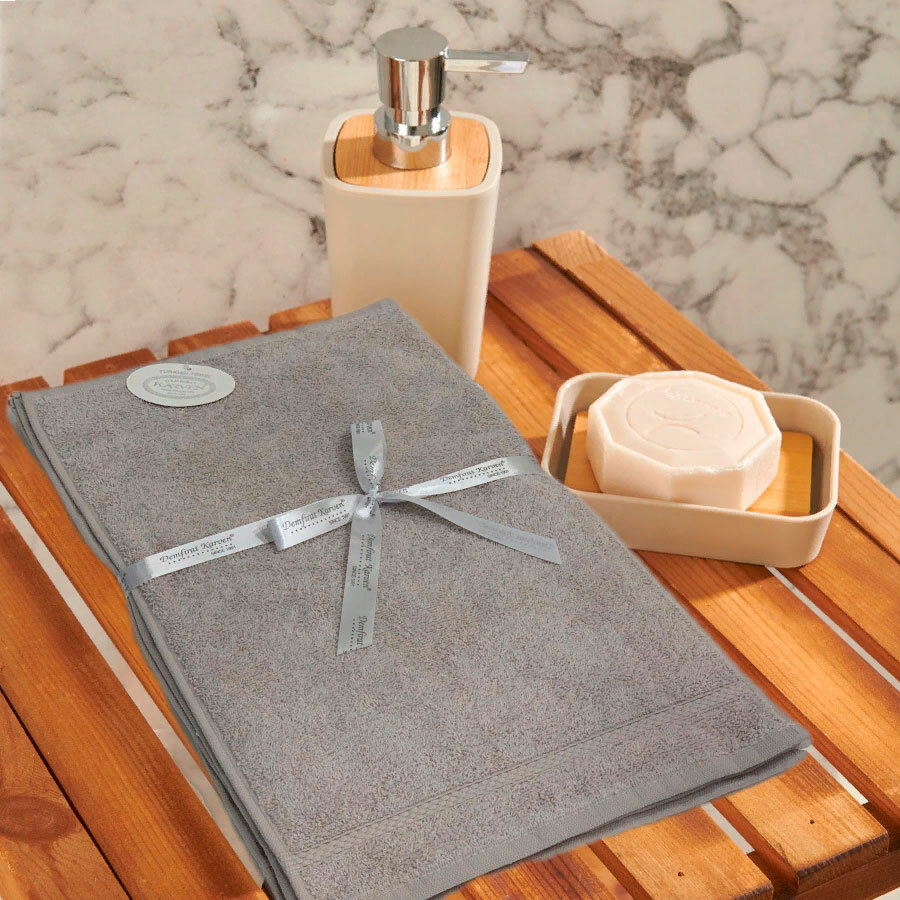 Набор махровых полотенец 30x50 (6 шт) Petek Bordur Duz светло-серый Karven (светло-серый) Комплект полотенец (30x50см)