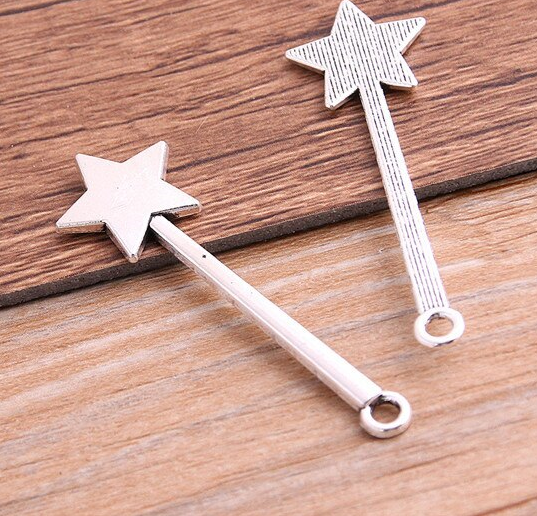 Металлическая подвеска "Волшебная палочка" серебро, размер 15*47 мм, 5 шт