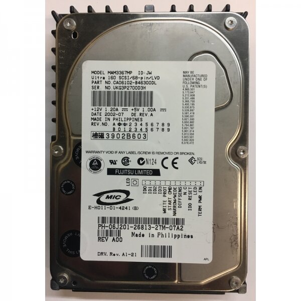 Жесткий диск Fujitsu MAM3367MP 36,7Gb 15000 U160SCSI 3.5" HDD