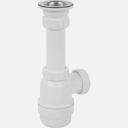 Изображение товара Сифон бутылочный Mcalpine MRSK2, 1 1/2" х 40 мм с вып. 70 мм, нержавеющая решетка, с пробкой, выход 40 мм