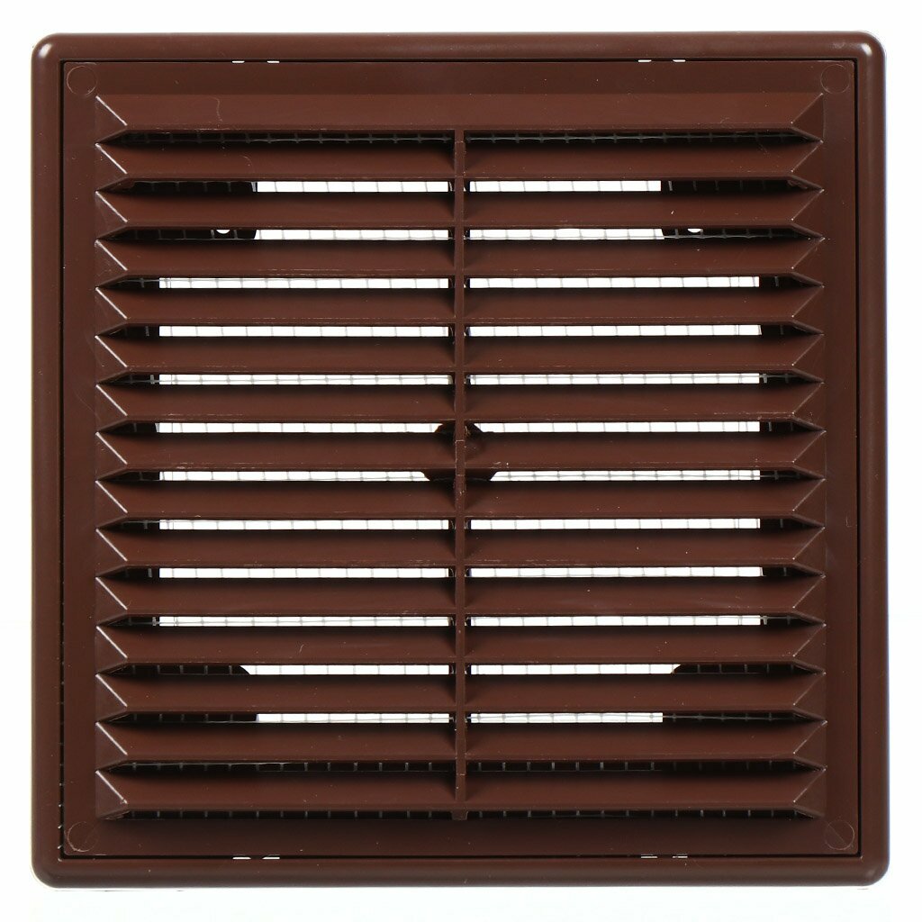 Решетка вентиляционная АВS- пластик, разъемная, 150х150 мм, с сеткой, коричневая, Event, 1515Р