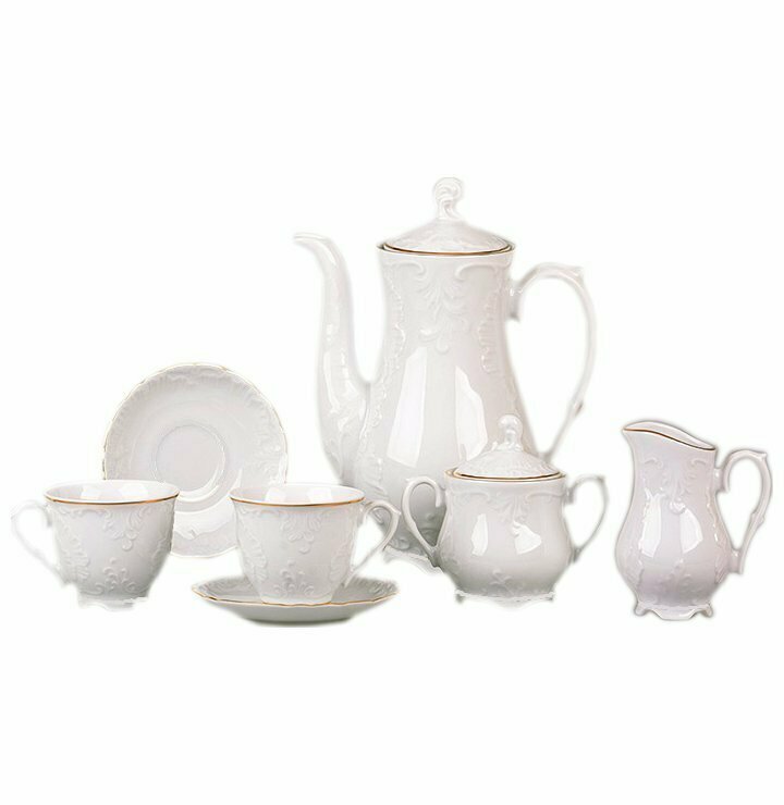 фото Кофейный сервиз на 6 персон 15 предметов Cmielow "Рококо /Отводка золото" (170 мл) / 125869