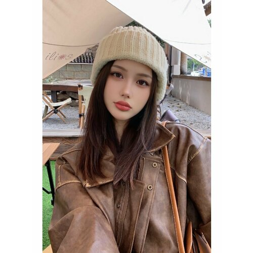 фото Шапка бини , размер 52/54, бежевый vers