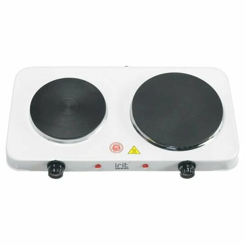Плита электрическая Irit 8220-IR 2500 Вт 2 конфорки диск эмаль механическая переключатель поворотный разный диаметр конфорок белая 384700₽