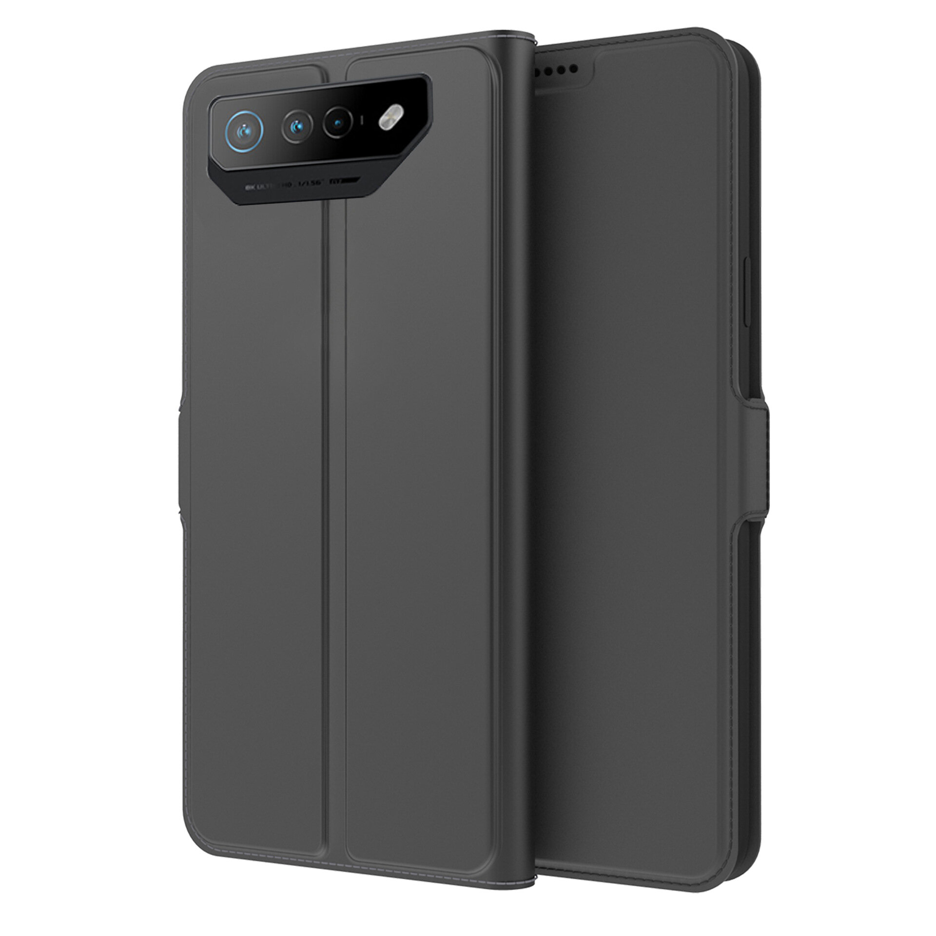 Чехол-книжка MyPads для Asus ROG Phone 7 Pro / ROG Phone 7 Ultimate Impermeabile с подставкой и визитницей, цвет черный