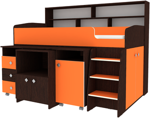 Кровать чердак Малыш 5 Венге Оранжевый