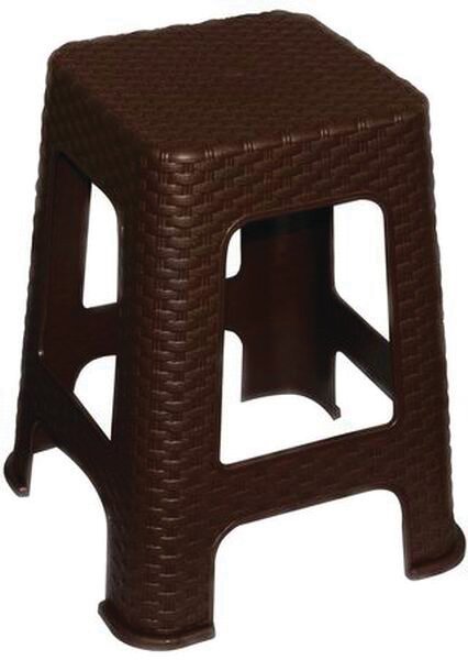 фото Табурет пластиковый Виолет Ротанг большой, высота 45 см, коричневый