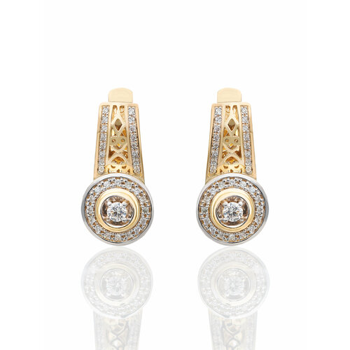 Серьги Гатамов, желтое золото, 585 проба, бриллиант, длина 2.02 см, , золотистый