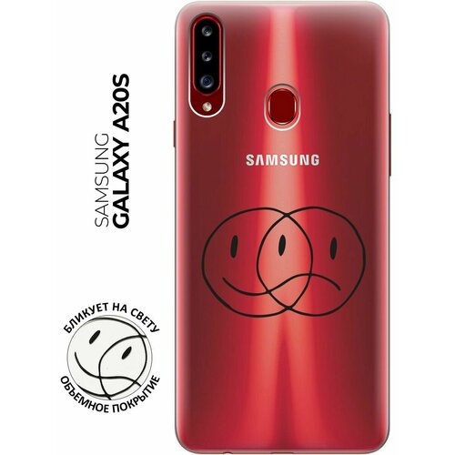 Силиконовый чехол с принтом Two Faces для Samsung Galaxy A20s / Самсунг А20с силиконовый чехол на samsung galaxy a20s самсунг а20с с 3d принтом allergy прозрачный