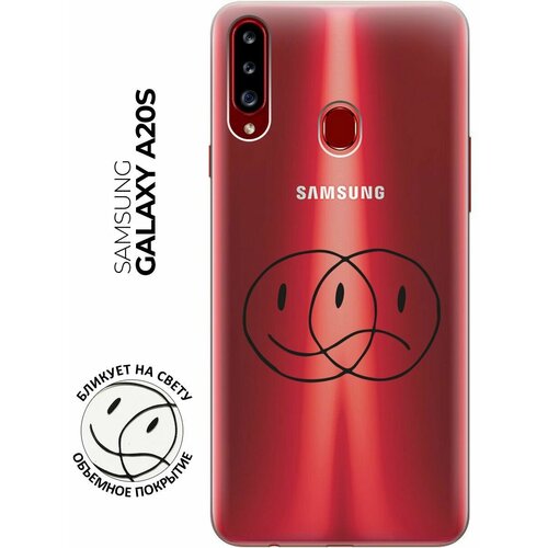 Силиконовый чехол с принтом Two Faces для Samsung Galaxy A20s / Самсунг А20с силиконовый чехол на samsung galaxy a20s самсунг а20с с 3d принтом lovers hands прозрачный