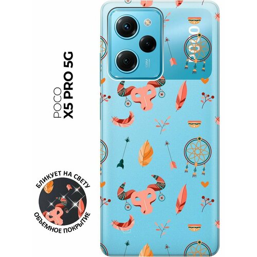 Силиконовый чехол с принтом Boho для Xiaomi Poco X5 Pro 5G / Сяоми Поко Х5 Про 5Г чехол книжка на xiaomi poco x5 pro 5g сяоми поко х5 про 5г c принтом золотистое плетение золотистый