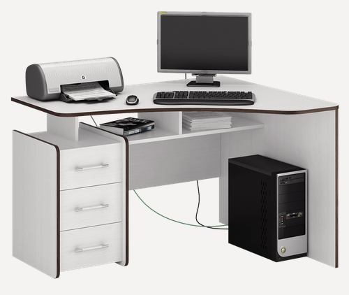 Изображение товара Компьютерный стол "Триан-5", ЛДСП, угловой, правый, с ящиком, 120x90x75 см