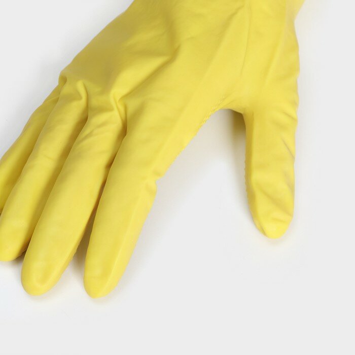 Перчатки хозяйственные латексные, 2 пары, размер XL, 35 г, ХБ напыление, цвет жёлтый - фотография № 4