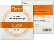 Комплект струн для акустической гитары Kmise Extra Light Gauge 0,01-0,05 дюйма AG100, струны для акустической гитары
