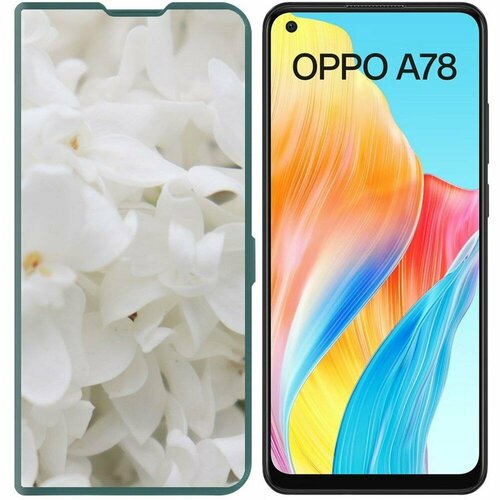 Чехол-книжка Krutoff Eco Book для Oppo A78 4G Белые лилии (зелёный опал)