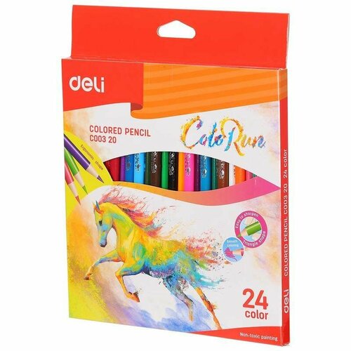 Карандаши цветные 24 цвета Deli ColoRun (L=175мм, 3гр) (EC00320) карандаши цветные 18 цветов deli colorun l 175мм 3гр