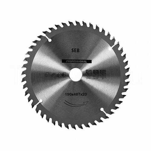 Пильный диск по дереву SEB 306PG-1904822 190 48зуб.*22.23мм/20мм SEB 306PG-1904822 диск пильный атака 190х20мм по дереву 48 зубов твердосплавные напайки