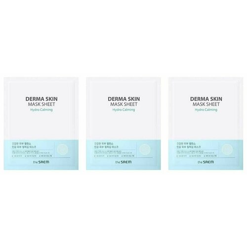 THE SAEM Маска тканевая Derma Skin Mask Sheet - Hydro Calming, 28гр, 3 шт тканевая маска с экстрактом центеллы азиатской solution calming cica sheet mask 25мл