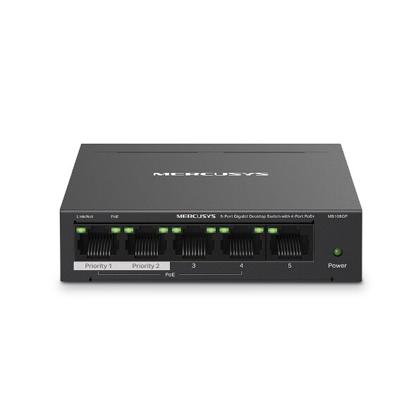 Настольный коммутатор Mercusys MS105GP с 5 гигабитными портами (4 порта PoE+)