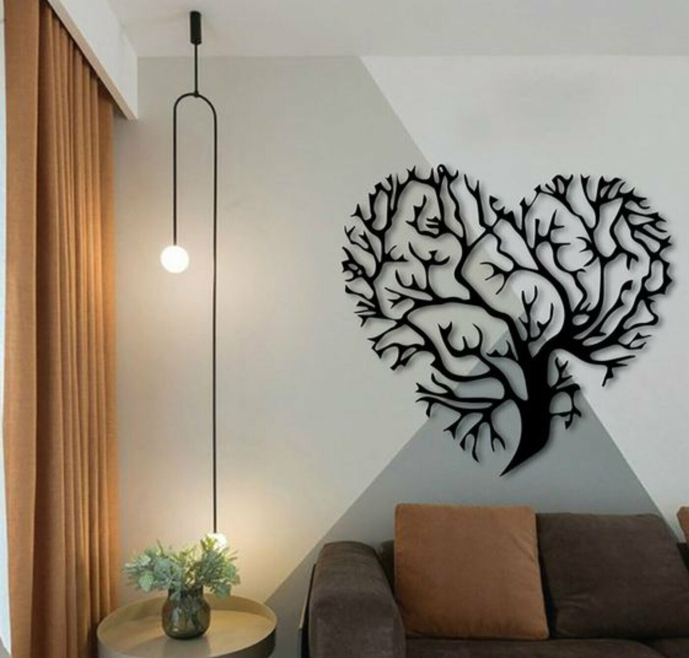 фото Панно 50х50 см "Сердце Ветви" декоративное настенное чёрное, декор на стену, картина