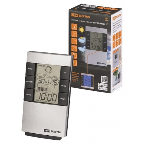 Метеостанция комнатная вертикальная термометр гигрометр будильник серебро quot Климат 1quot ТДМ 162100₽