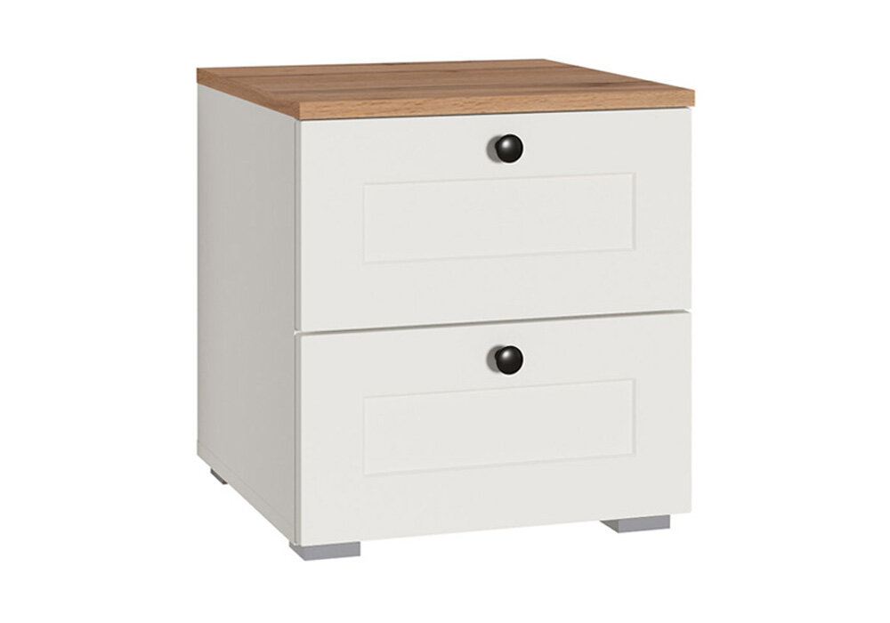 фото Тумба прикроватная Моби Остин 16.152 белый шагрень / дуб крафт золотой 40x41.9x41.9 см